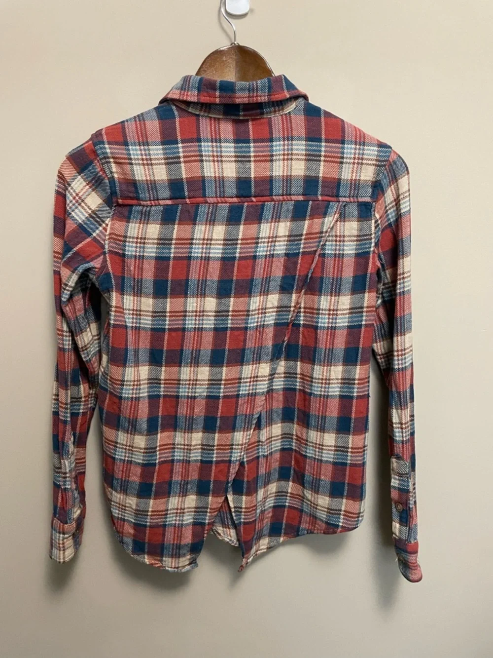 MOTHER Denim Blue & Orange Plaid Button Down Blouse Shirt Women’s XS - Picture 7 of 13